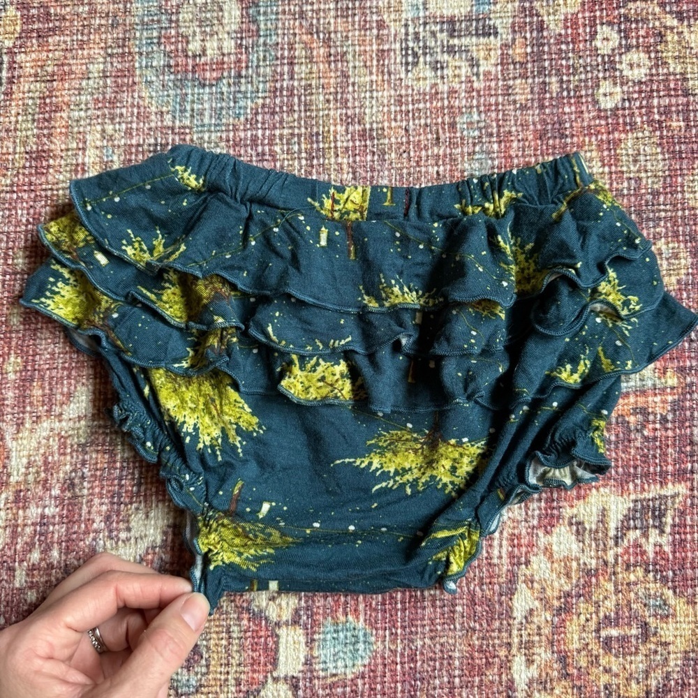 Milk barn Baby Bamboo Firefly Tree Ruffled Bloomers - Blue and Yellow - Picture 5 of 6